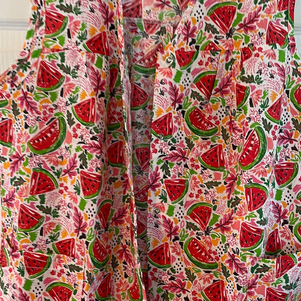 Moon Dance Size Medium Sleeveless V-Neck Watermelon Print Top - Pink/Red NWT - Picture 6 of 9
